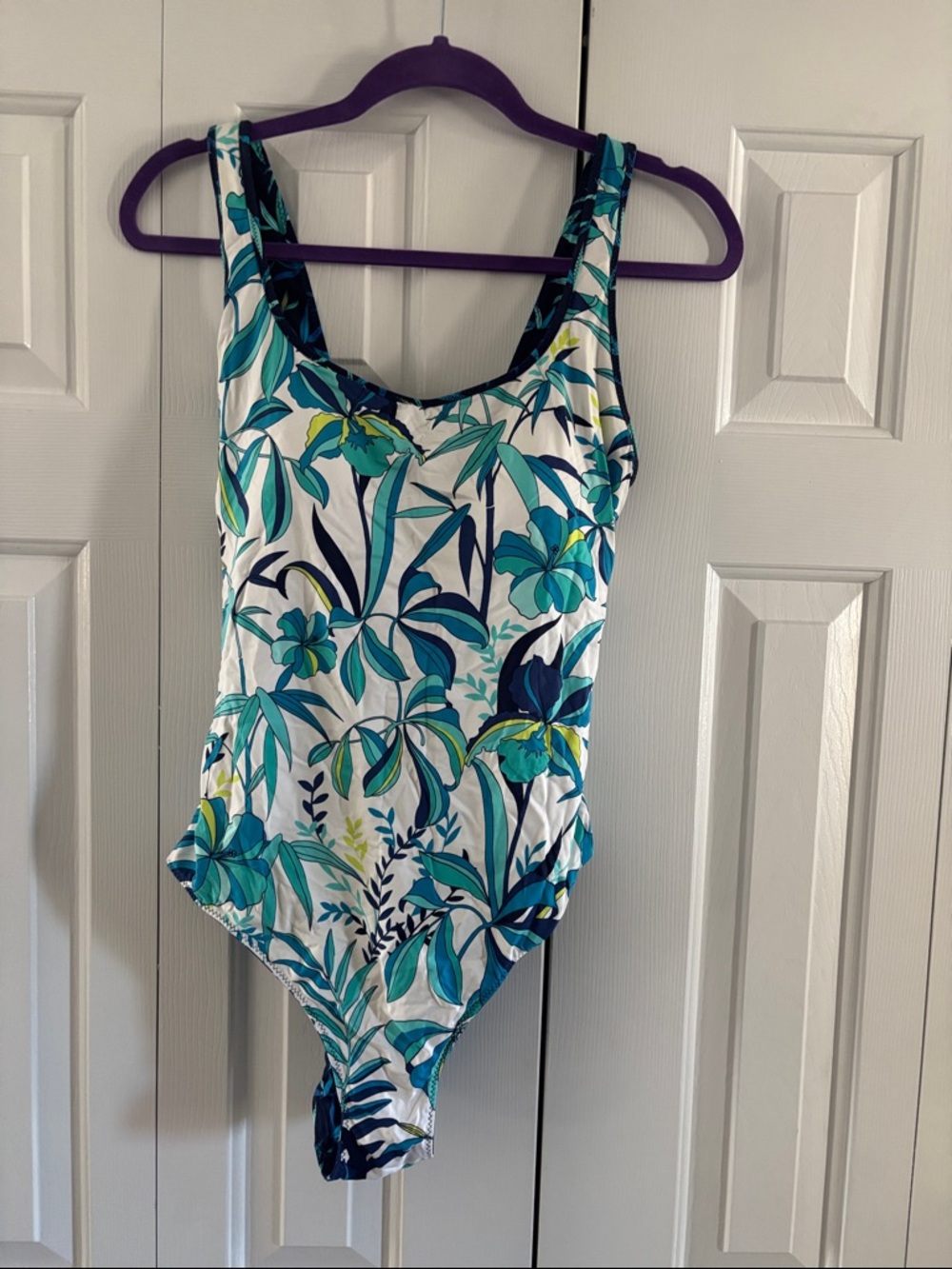 Tommy Bahama Teal & White Tropical One-Piece Swimsuit